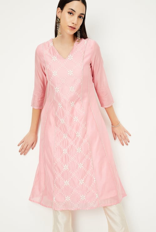 Women Embroidered A-Line Kurta