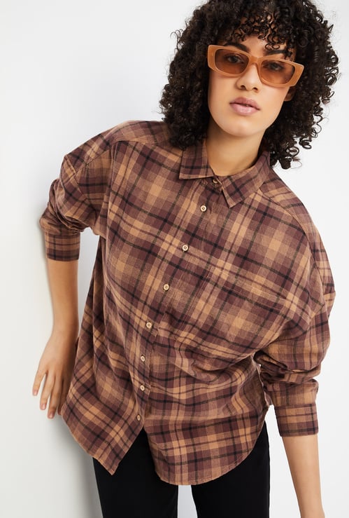 ALAYA F x URB_N Women Tartan Checked Yarn Dyed Shirt