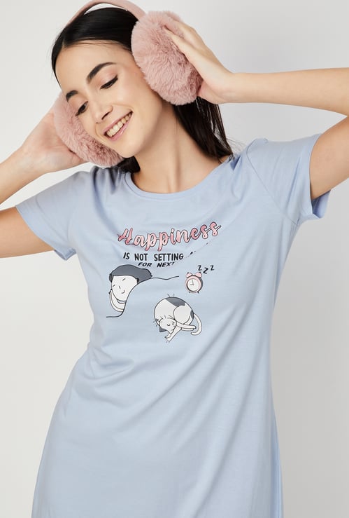 Women Graphic Printed Nightdress