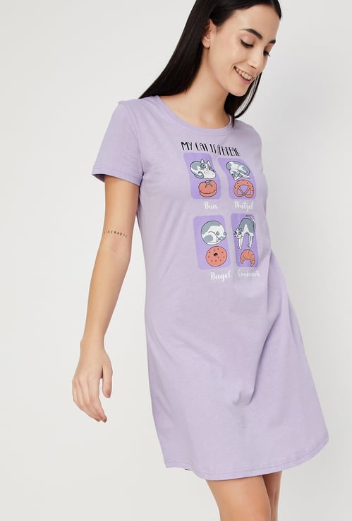Women Graphic Printed Nightdress