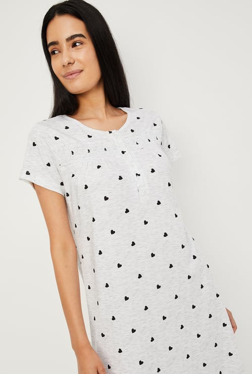 Women Heart Printed Nightgown