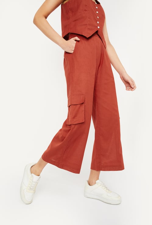 Women Solid Cargo Trousers