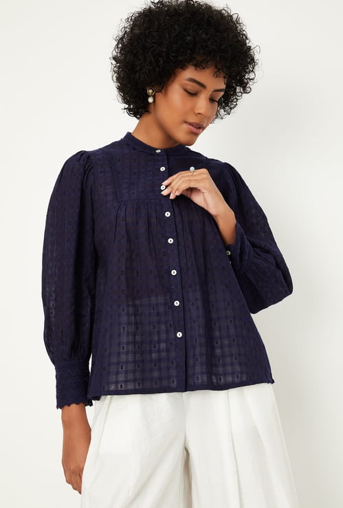 Women Dobby Woven Shirt Style EcoChic Top