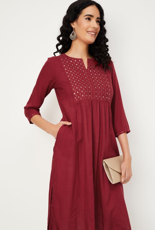 Women Sequinned Straight Kurta