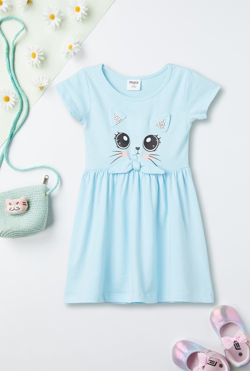 Girls Applique Fit & Flare Dress