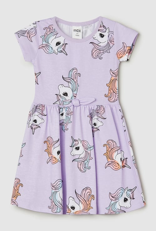 Girls Printed Fit & Flare Dress