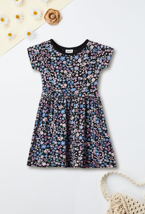 Girls Floral Printed Fit & Flare Dress