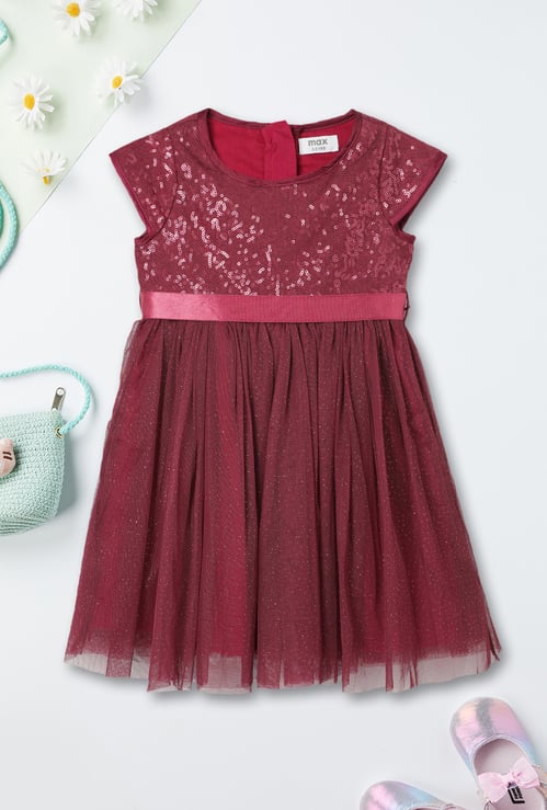 Girls Sequinned Fit & Flare Dress