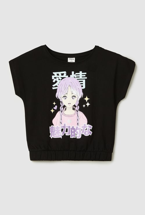 Girls Anime Printed T-shirt