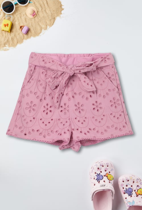 Girls Schiffli Casual Shorts