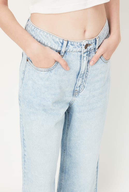 Women Washed Wide Leg Jeans