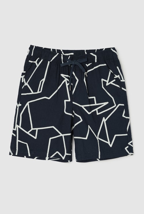 Boys Printed Seer Sucker Shorts