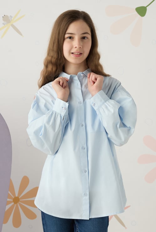 Girls Oversized Solid Shirt