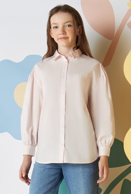 Girls Oversized Solid Shirt