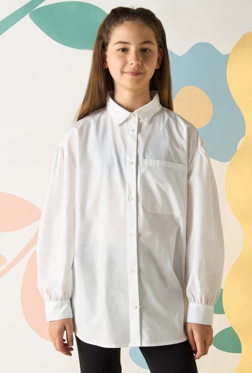 Girls Oversized Solid Shirt