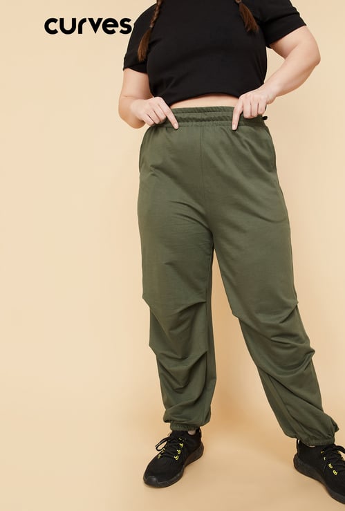 Women Relaxed Fit Solid Parachute Pants