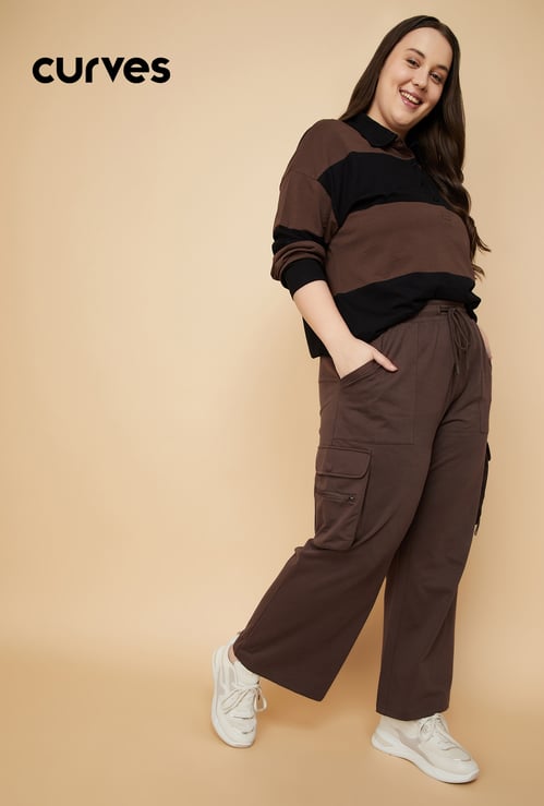 Women Solid Cargo Track Pants