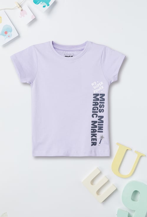 Girls Typographic Printed T-shirt