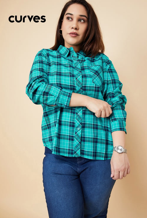 Women Checked Yarn Dyed Shirt