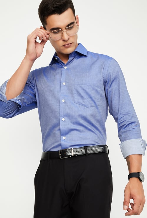 Men Regular Fit Dobby Woven Formal Shirt