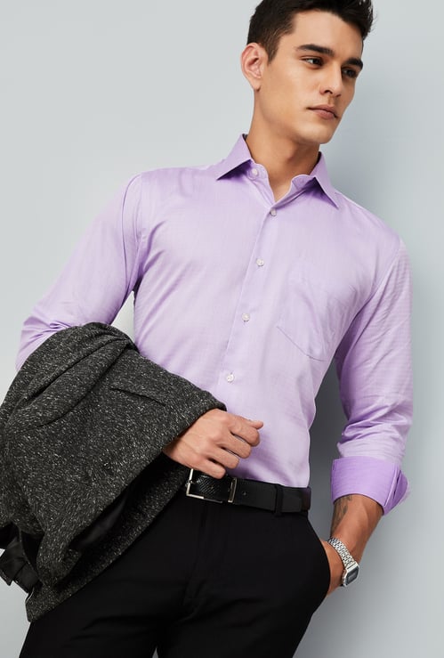 Men Regular Fit Dobby Woven Formal Shirt