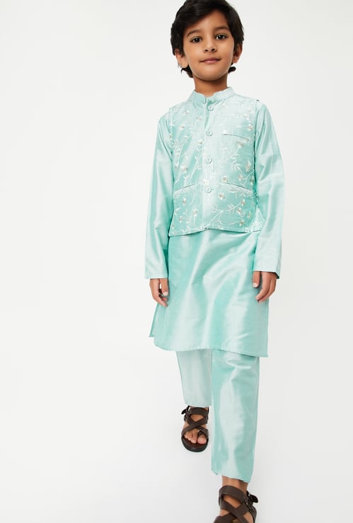 Boys Solid Kurta Set with Nehru Jacket