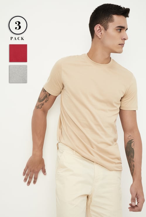 Men Solid T-shirt - Pack of 3