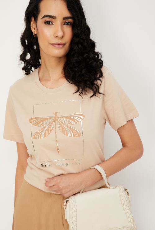 Women Metallic Printed T-shirt