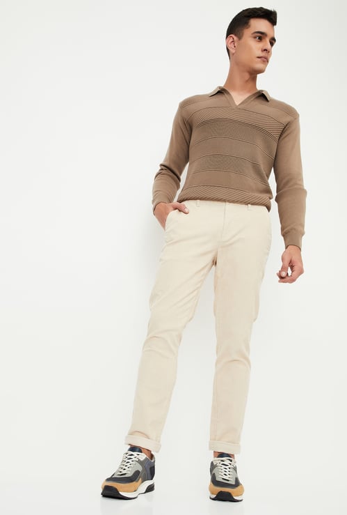 Men Slim Fit Corduroy Flexi Waist Chinos