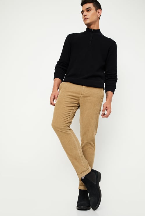 Men Slim Fit Corduroy Flexi Waist Chinos