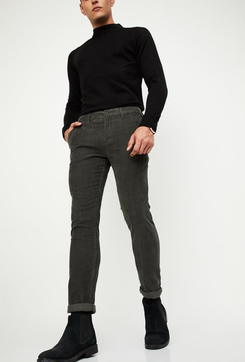 Men Slim Fit Corduroy Flexi Waist Chinos