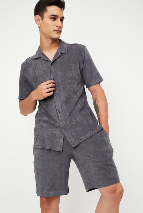 Men Textured Lounge Shirt