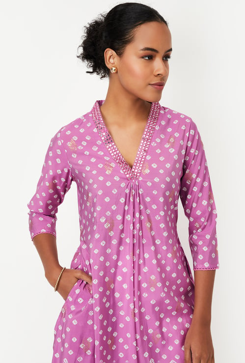 Women Bandhani Printed A-Line Kurta