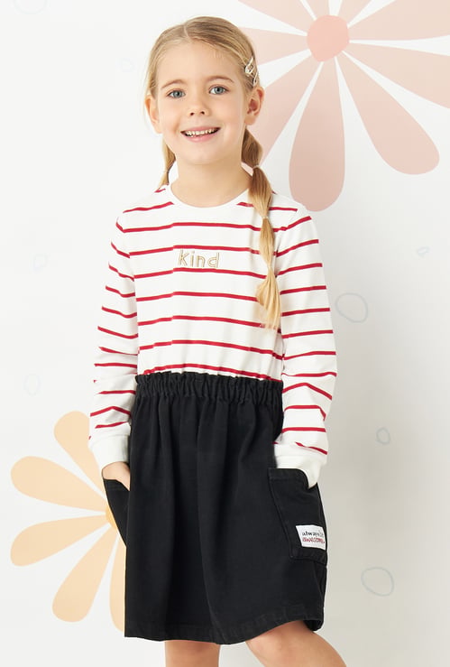 Girls Striped Fit and Flare Dress