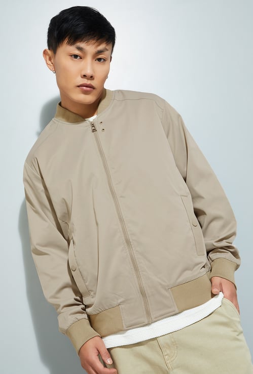 URB_N Men Solid Bomber Jacket