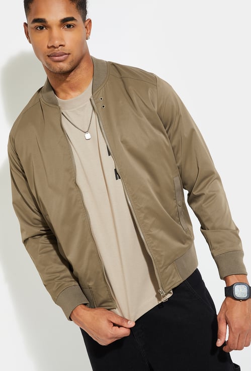 URB_N Men Solid Bomber Jacket