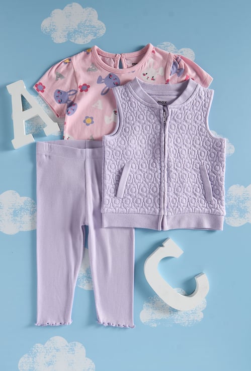 Girls Printed Sleepwear Set with Jacket