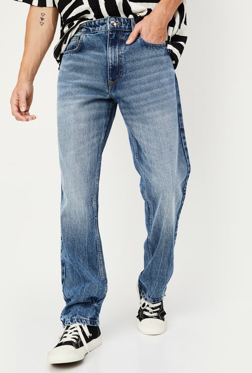 Men Whiskered Straight Fit Jeans