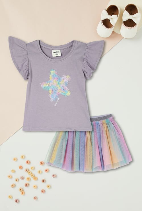 Girls Applique Skirt Set