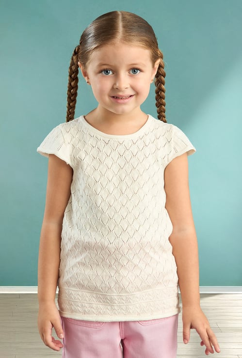 Girls Crochet Knit Top
