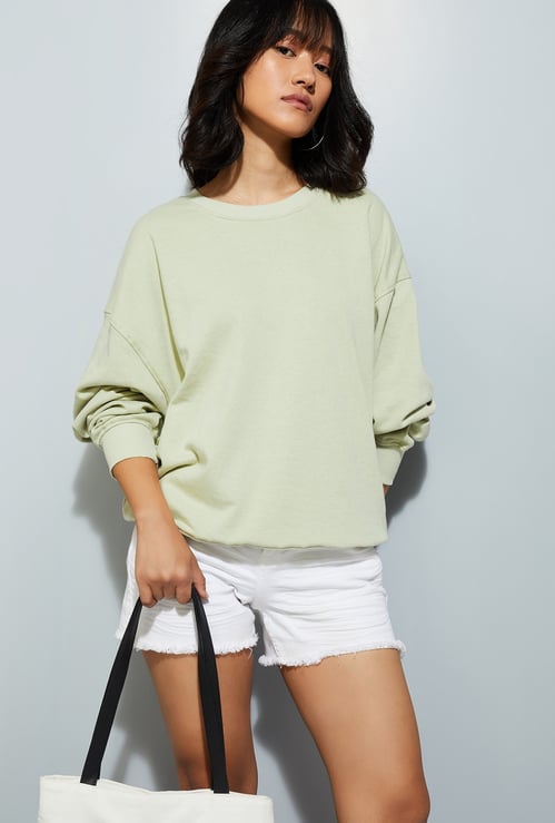 Women Oversized Solid Sweatshirt