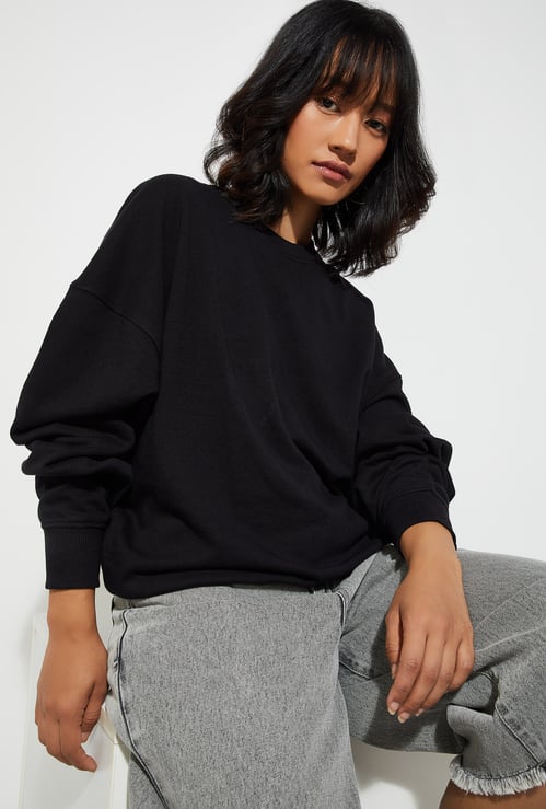 URB_N Women Oversized Solid Sweatshirt