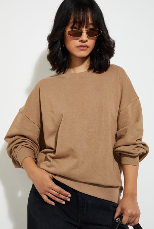 URB_N Women Oversized Solid Sweatshirt