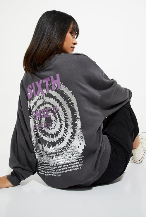 URB_N Women Oversized Back Printed Sweatshirt