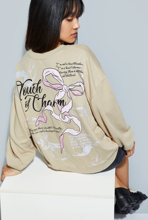 URB_N Women Oversized Back Printed Sweatshirt