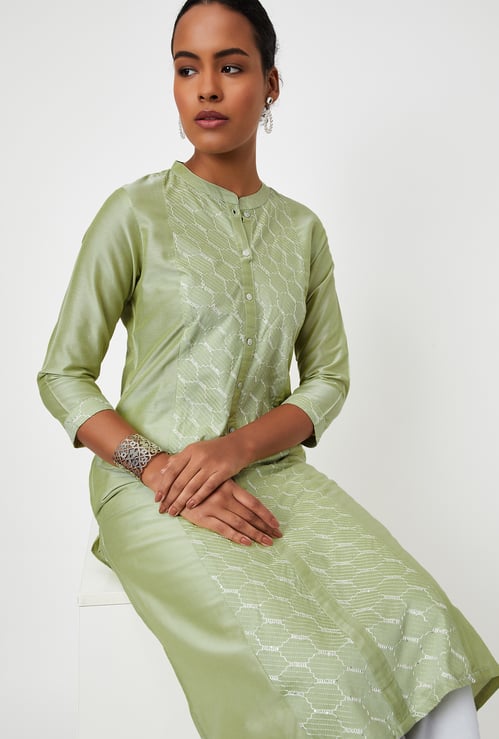 Women Embroidered Straight Kurta