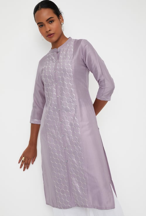 Women Embroidered Straight Kurta