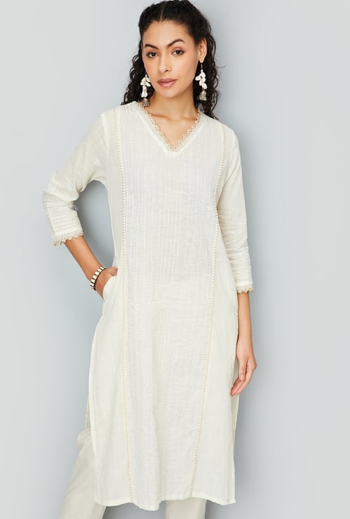 Women Pintuck Kurta with Pocket