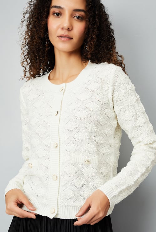 Women Geoemtric Knit Cardigan