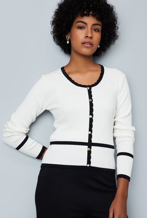 Women Contrast Tipping Sweater